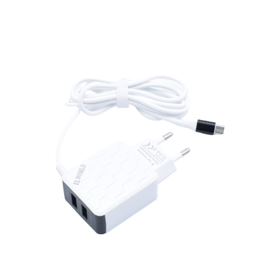 Incarcator Retea, Klausstech, Fast Charging, 2xusb, Microusb,  5-v, 3.1a, Flexibil, Alb