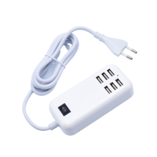 Incarcator Retea, Klausstech, 6 Port-uri, Usb, 6x5v- 3.0 A, 20w, Indicator Led, Alb