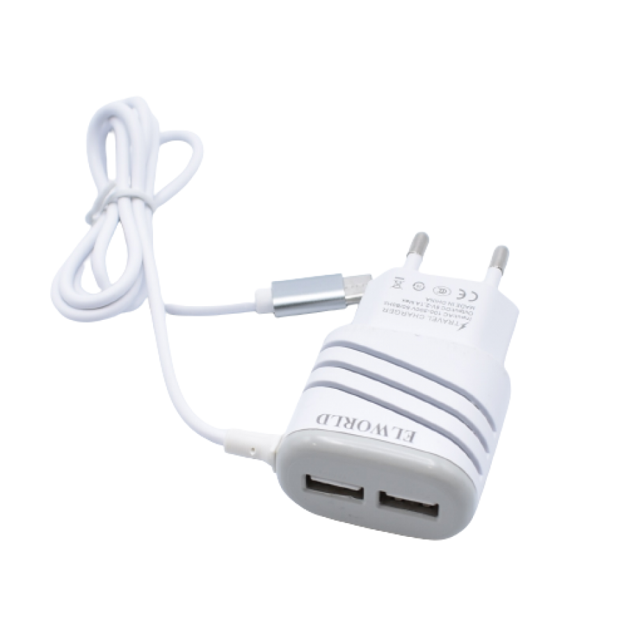 Incarcator Retea, Klausstech, Fast Charging, 2xusb, Microusb, 5-v, 2.1a, Ac 127/220v /60hz , Rezistent, Alb