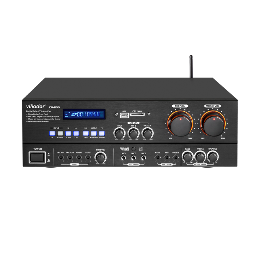 Amplificator, Alimentare 220V, Putere 560 W, Ventilator pentru Racire Incorporat, 4 Iesiri, Afisaj LED, Negru