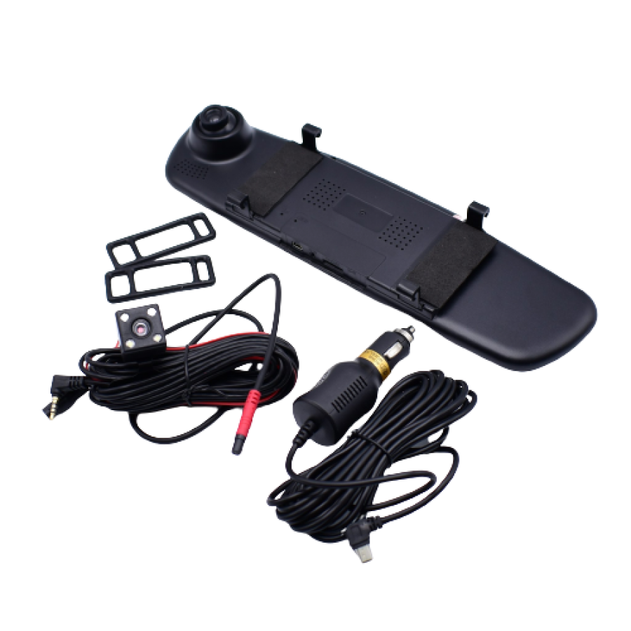 Oglinda Retrovizoare Cu Camera Klausstech, Full Hd, Dual, Rezolutie Fhd, Senzor De Miscare, Negru