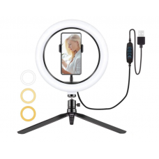Lampa Circulara, Led, 15 W, 10 ", 5 V, Usb, Suport Telefon, Trepied 50 Cm
