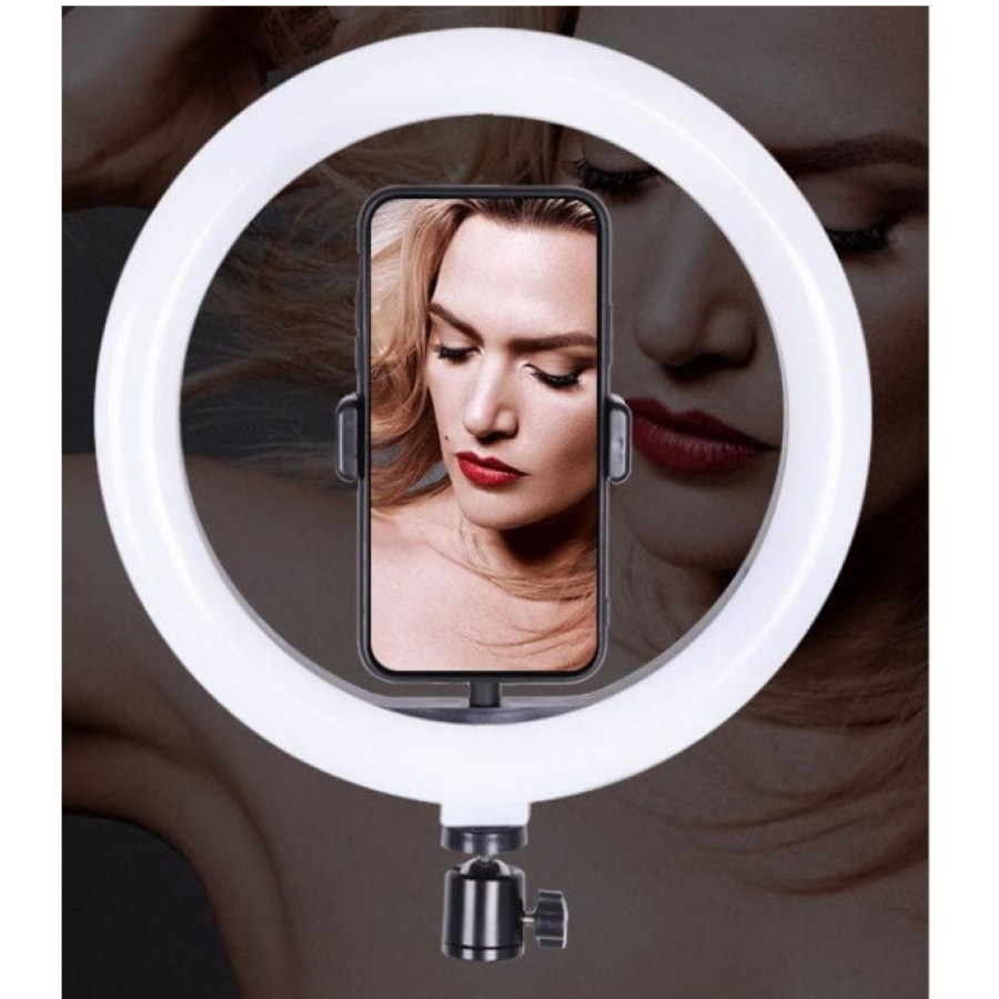 Lampa Circulara, Led, 15 W, 10 , 5 V, Usb, Suport Telefon, Trepied 50 Cm