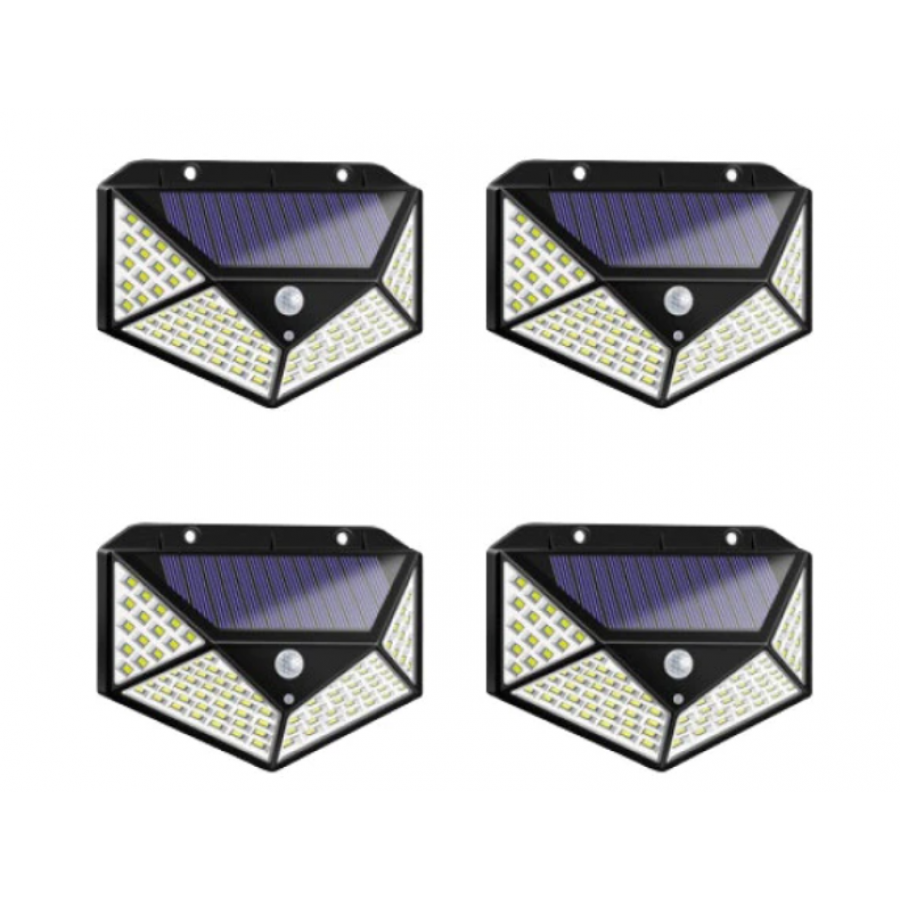 Set 4 Lampi Solare, 100 Leduri Cu Senzori De Miscare Si 3 Moduri De Functionare, 1 W