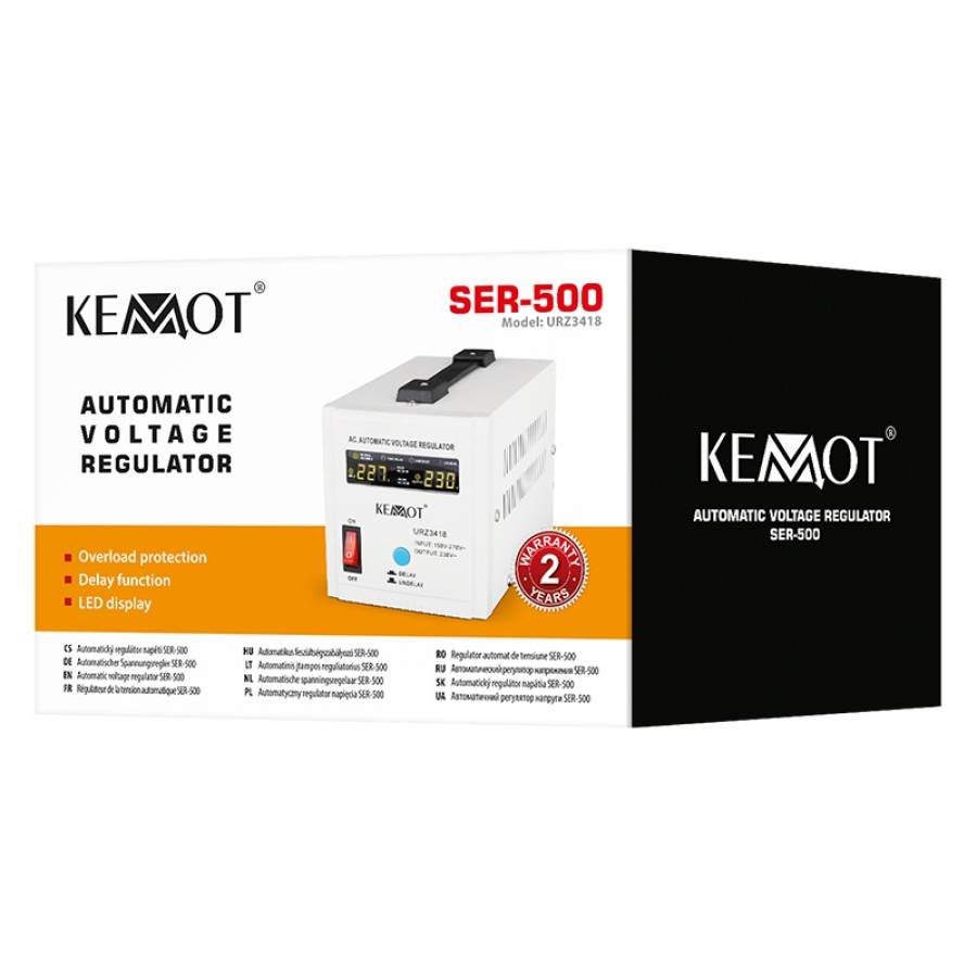 Stabilizator De Tensiune 500 Va, 50/60 Hz, Temperatura 0 - 40 °c, Protectie Suprasarcina, Alb