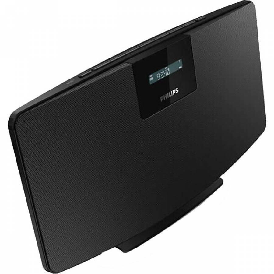 Microsistem Bluetooth Philips, 2 x 5 W, Afisaj LED, AUX IN 3.5 mm, Alarma si Buzzer, FM si DAB+, Negru