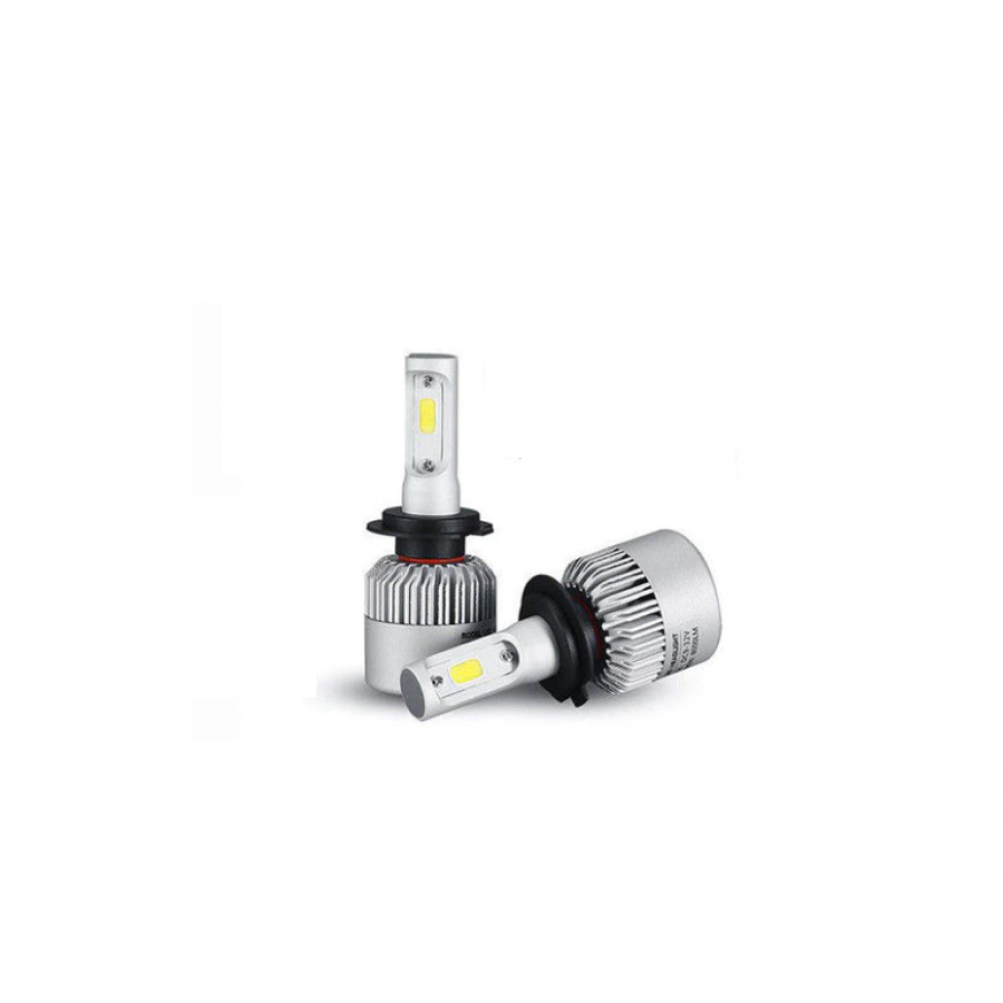 Set KlaussTech de 2 becuri LED H7, 2 x 36 W, 16000 lm, 12 - 24 V, Aluminiu, IP65, 6500 K, Argintiu