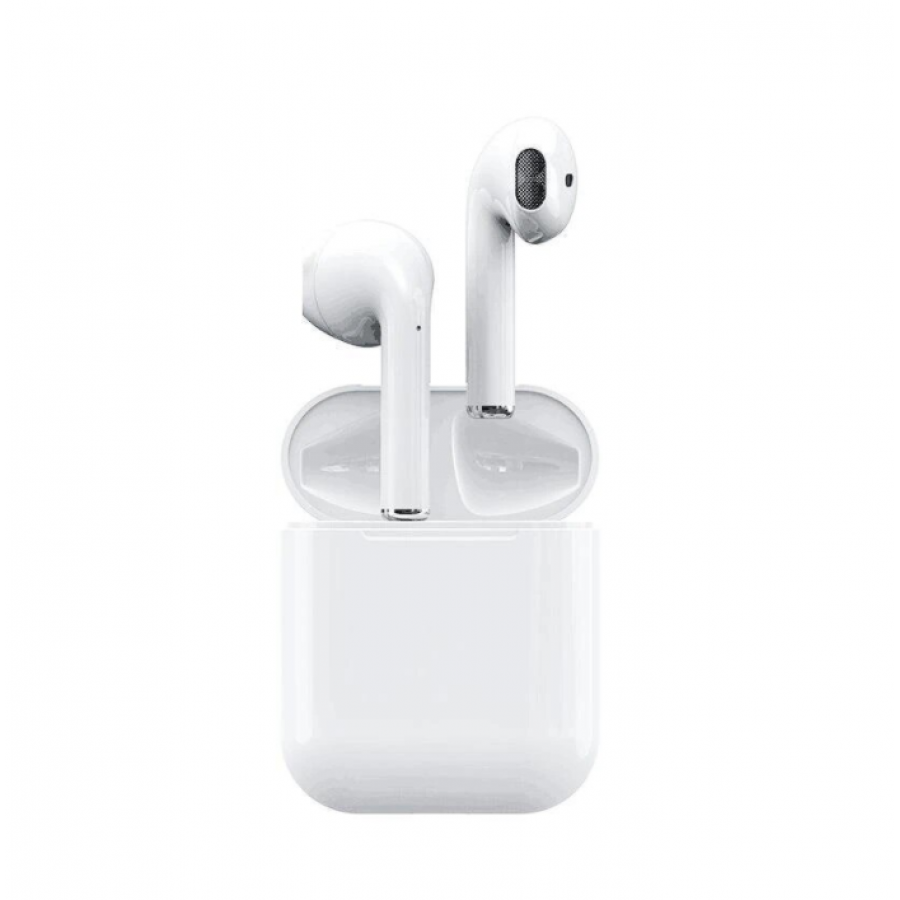 Casti KlaussTech Audio Wireless Bluetooth V5, Compatibile cu iOS/Android, 4 h Autonomie, Carcasa incarcare, Alb