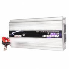 Invertor Auto cu Carcasa rezistenta din Aluminiu, Putere 3000W, Buton ON/OFF, Dimensiuni 30,5 x 16,5 , 7,5 cm, Argintiu