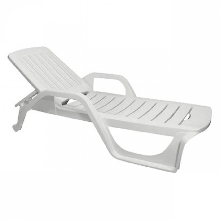 Sezlong Klausstech De Plaja/piscina,plastic, Rezistenta La Uv,spatar Ajustabil, Rezistent La Umezeala, Design Confortabil, 200x72xh30,5 Cm, Culoare Alb