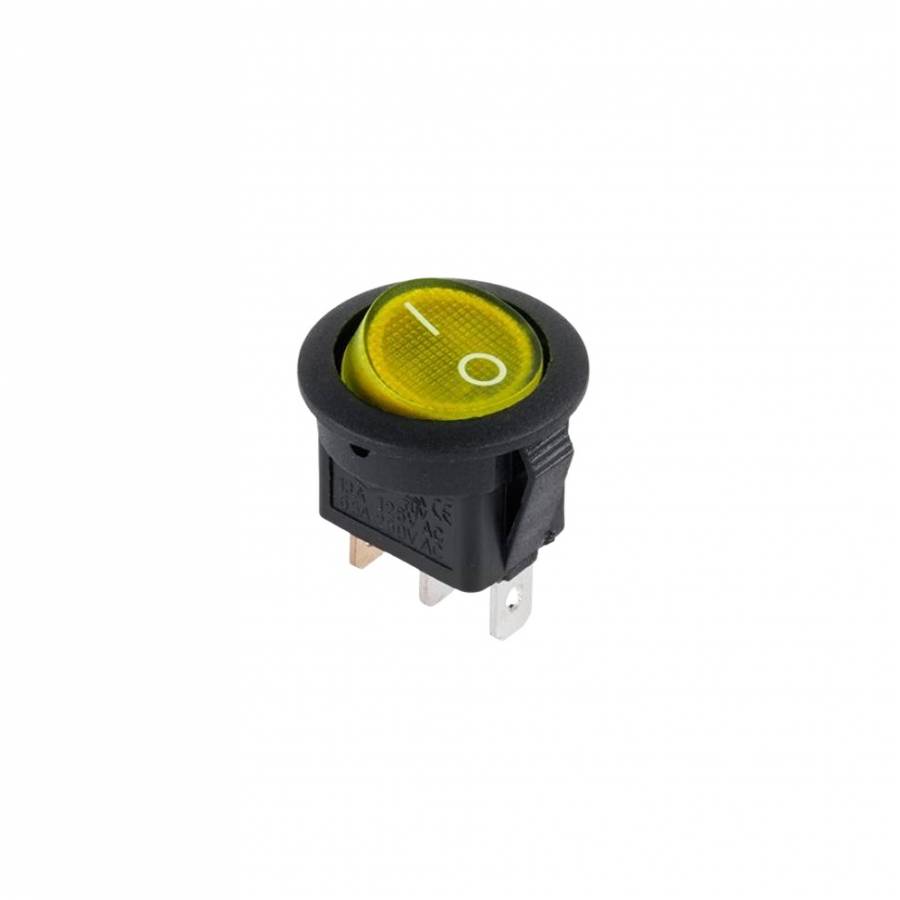 Intrerupator rotund galben, ON-OFF, 3A