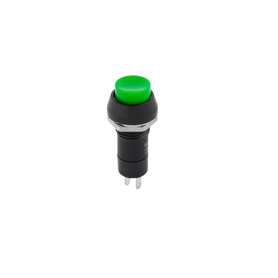 Intrerupator rotund, push, verde, 1A/230 VAC