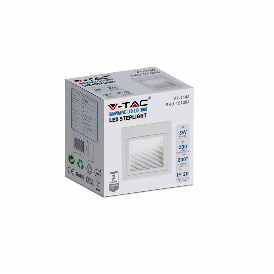 Lampa Albă Led Steplight 3W, 4000K, Montată încastrat