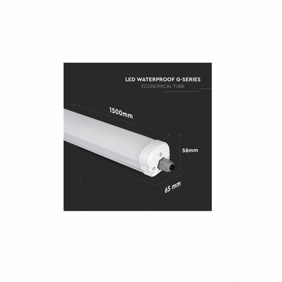 Lampă LED 150 cm 48 w, 6000 k, Alb Rece, IP 65