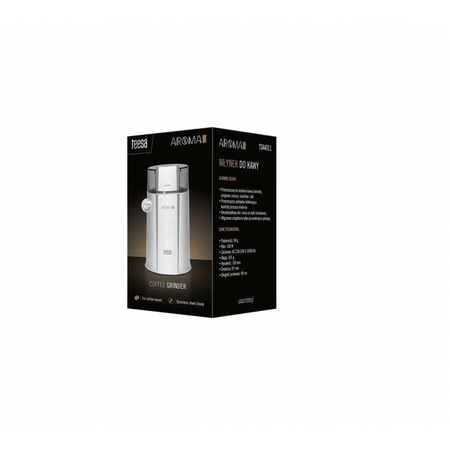 Rasnita Cafea Electrica Aroma G10, Capacitate 50 g, 160 w, Teesa, Alb