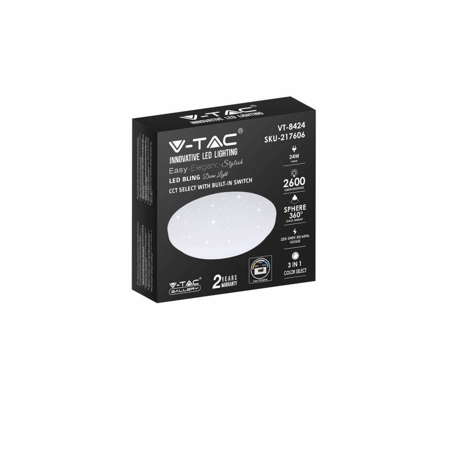 Lumina Led Rotunda cu Stelute, 24W, 2600 lm