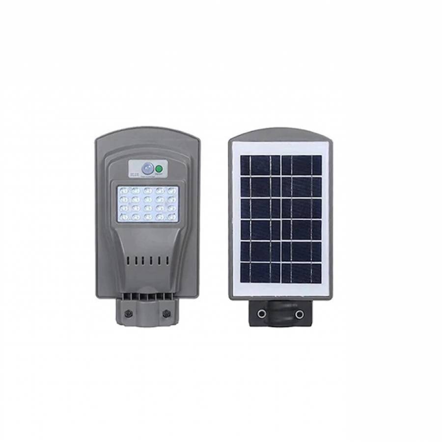 Lampa cu panou solar KlaussTech, stradala, 20w, Led, Senzor de miscare