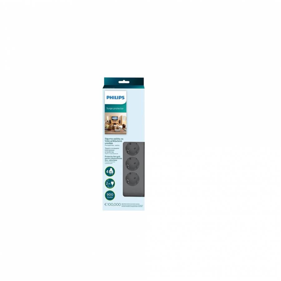 Prelungitor Philips Protector, 4 Prize, Cablu 2m