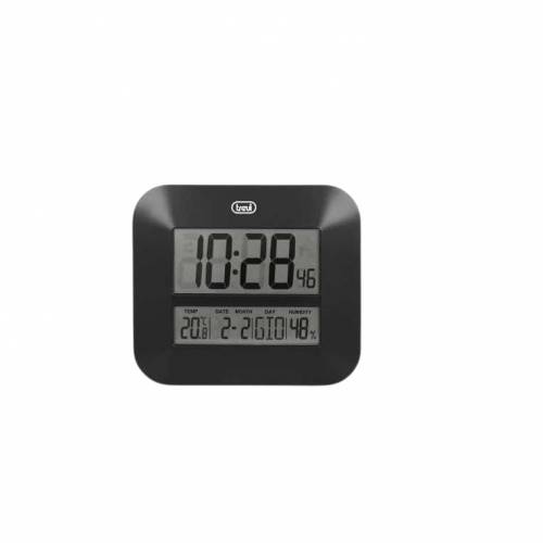 Ceas De Perete Digital,  27cm, Temperatura, Calendar, Negru, Trevi