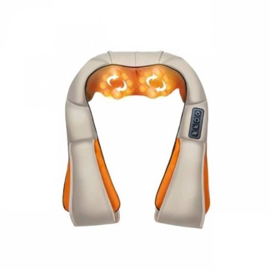 Aparat De Masaj Shiatsu,  KlaussTech,  Masaj 3d, Functie De Incalzire, 3 Niveluri De Intensitate, Piele Ecologica, Bej