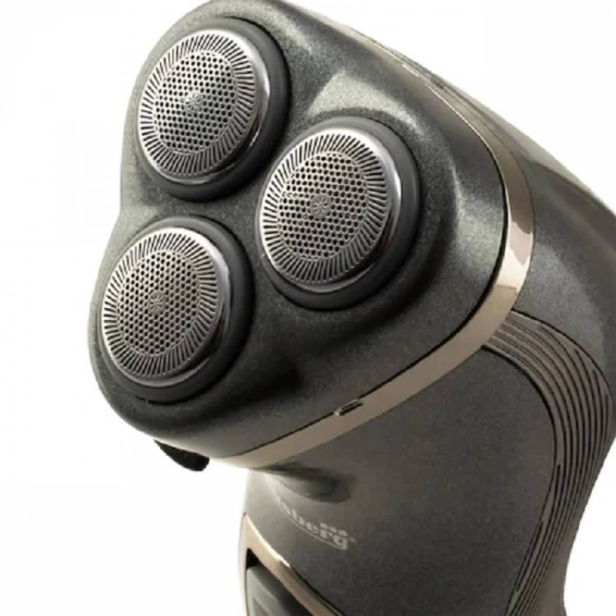 Aparat De Ras Electric , 3 Capete Cu Lame Din Otel Inoxidabil,  Design Modern, Cu Lame Rotative, Maner Ergonomic, Culoare Negru