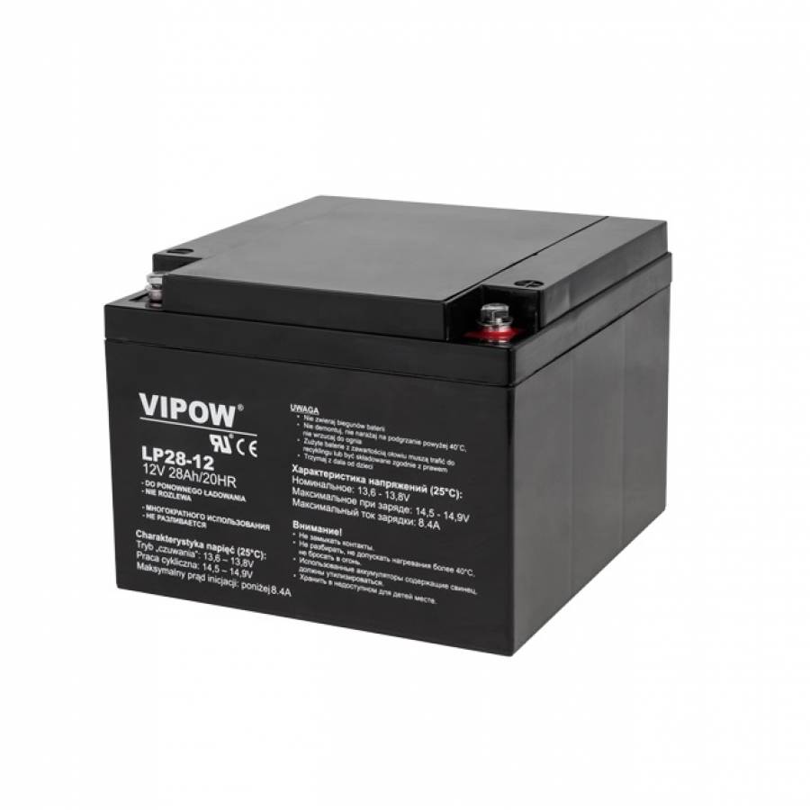 Acumulator Stationar 12v 28ah, Vipow, Fara Diacritice