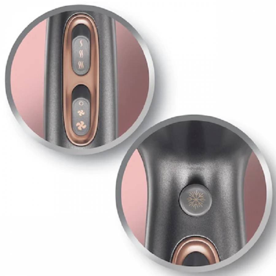 Uscator De Par Cu Motor Putere 2200 W Remington Keratin Protect, Inel Avansat Cu Cheratina Si Ulei De Migdale,90% Mai Multi Ioni, 3 Setari De Temperatura, Jet Aer Rece, 2 Nivele De Viteza, Difuzor Integrat, Agatatoare, Gri/Roz