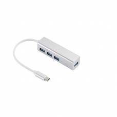 Hub USB Tip C, Cu 4 Porturi,  4 x USB  3.0,  Sandberg 336-20 Saver, Aluminiu