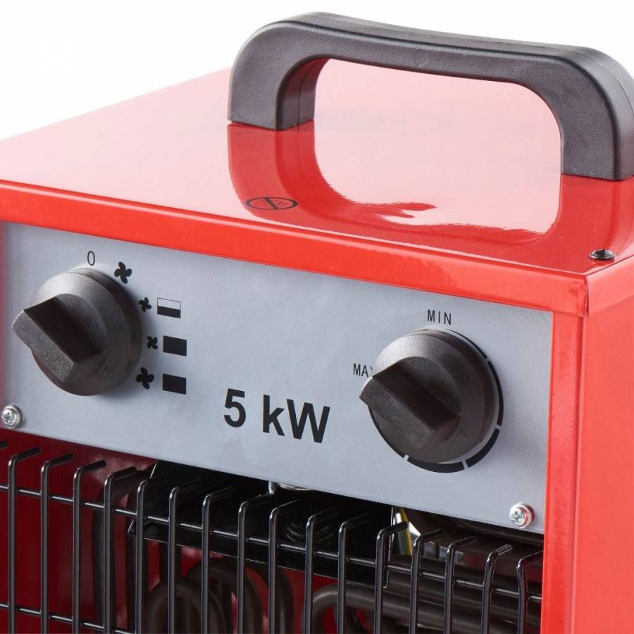 Aeroterma Industriala Trifazata, De Podea, 9000w, Acoperire Max. 38 M², Ventilatie/incalzire, Termostat Reglabil, Rosu