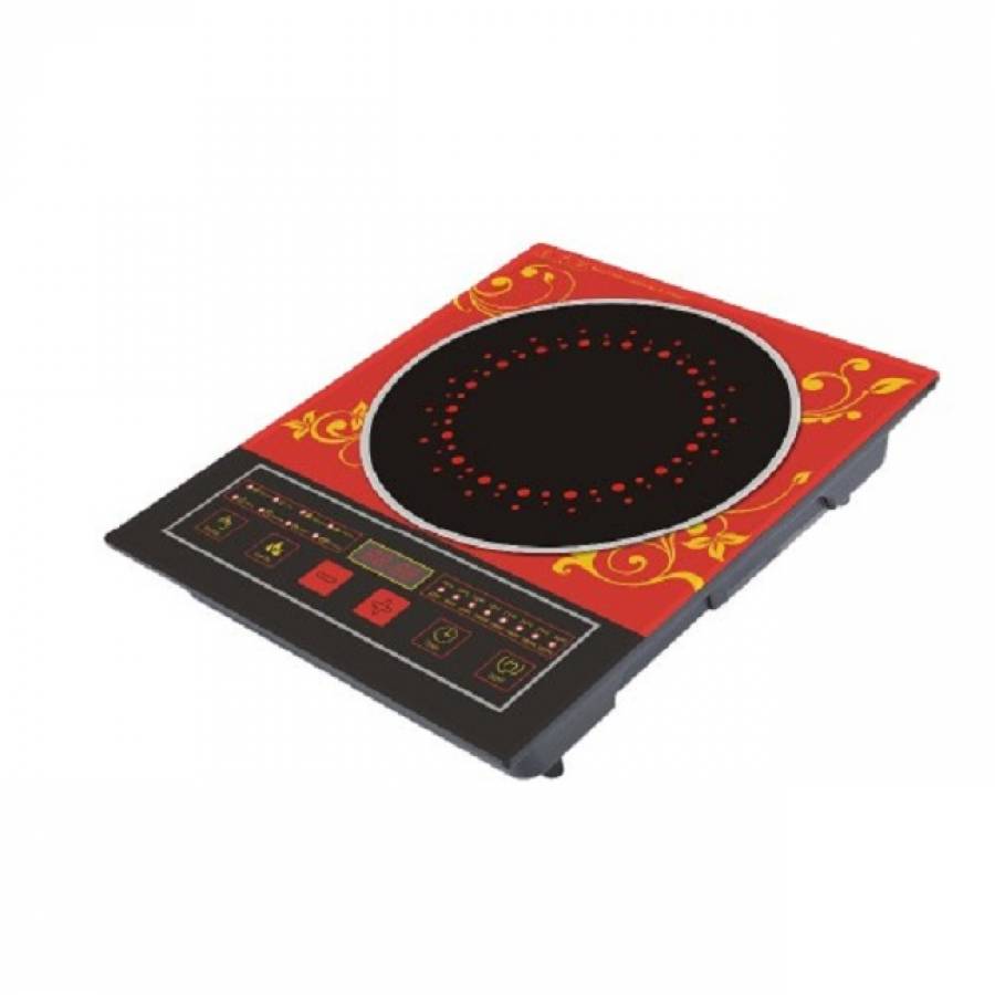 Plita Cu Inductie Incorporabila, Putere 2200 W,  Waterproof, Display Digital, Functie Touchscreen, Timer, Alimentare 220 V/50 Hz, Design Modern, Negru&rosu