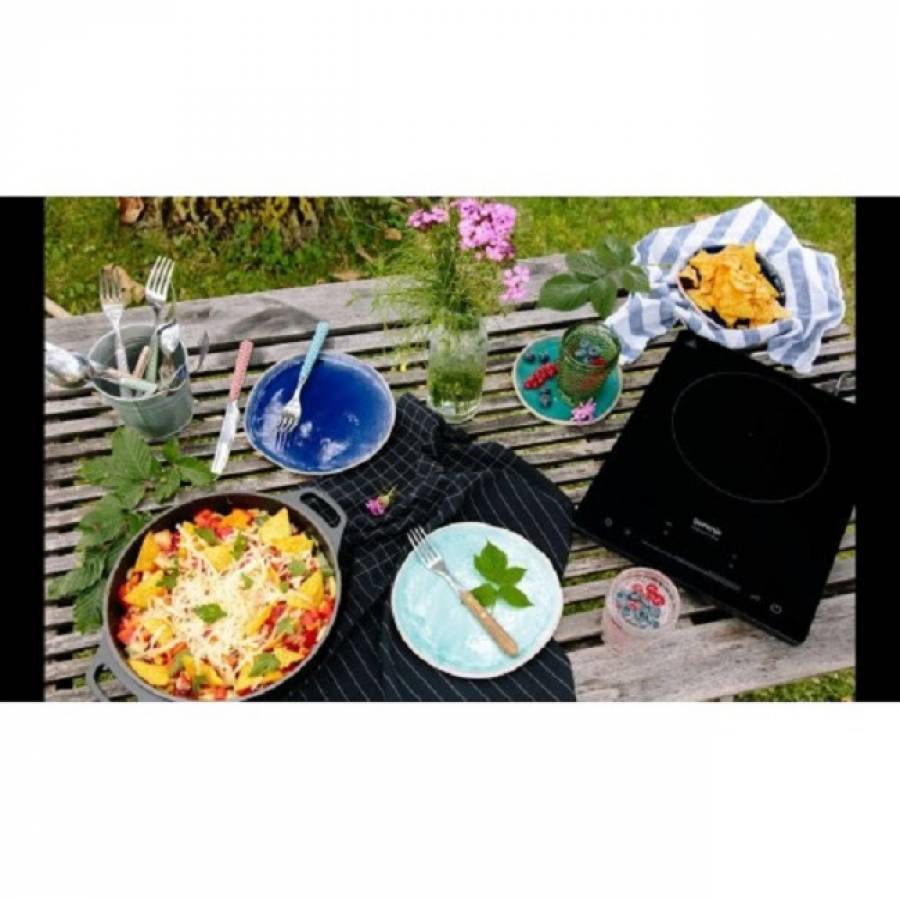 Plita Electrica Profesionala Cu Zona De Inductie, Diametru 20 Cm, Putere 2000 W, Control Touchslider, Functie De Temporizare, Functie Control Acces Copii, Negru