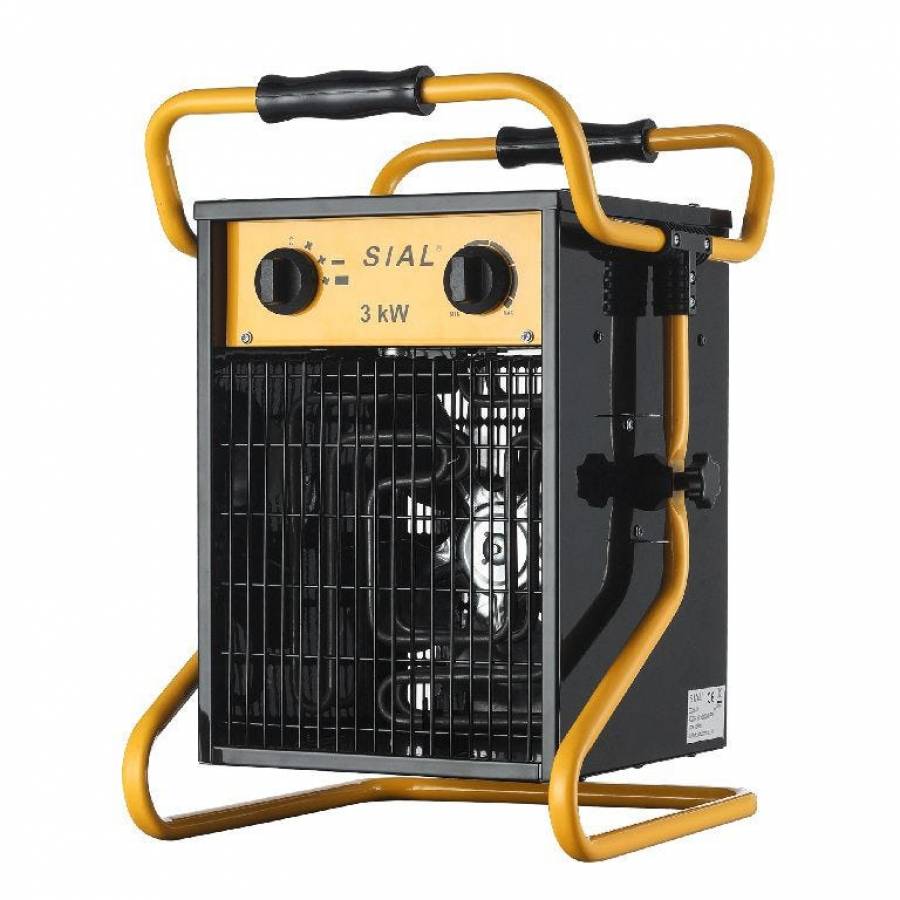 Aeroterma Industriala De 3000w, De Podea, Dimensiuni 440 X 310 X 335 Mm, 2 Setari Incalzire, Otel Inoxidabil, Negru/galben