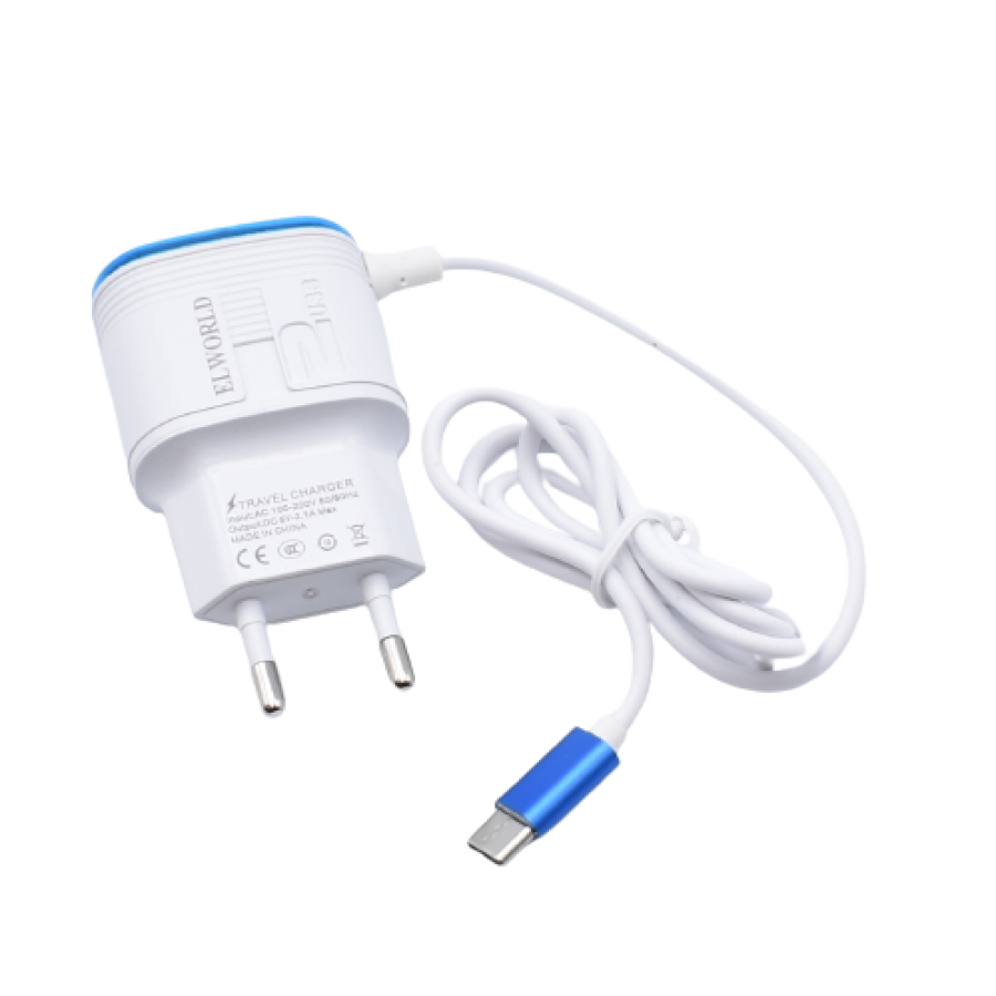 Incarcator Retea, Klausstech, Fast Charging, 2xusb, Typec, 5-v, 2.1a, Ac 127/220v /60hz , Rezistent, Alb/albastru