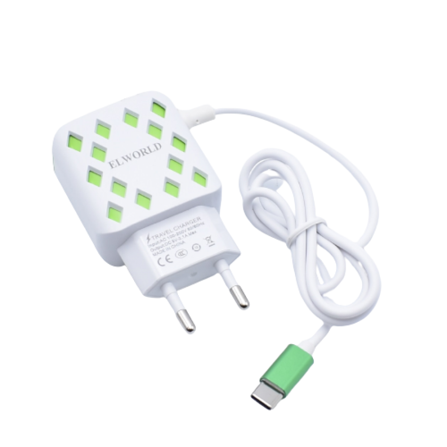 Incarcator Retea, Klausstech, Fast Charging, 2xusb, Typec, 5-v, 2.1a, Ac 127/220v /60hz , Rezistent, Alb/verde