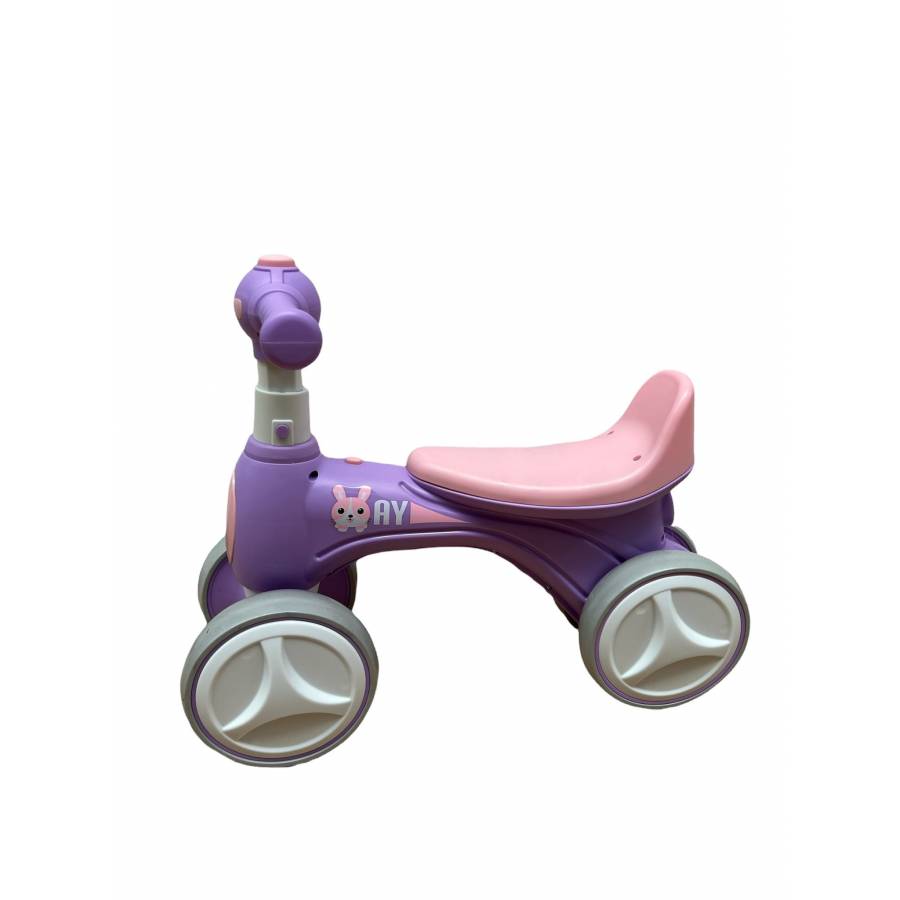 Bicicleta KlaussTech pentru copii, Corp din Plastic, 2 Roti pe fata si 2 pe spate, Sezut confortabil, Culoare Mov/Roz