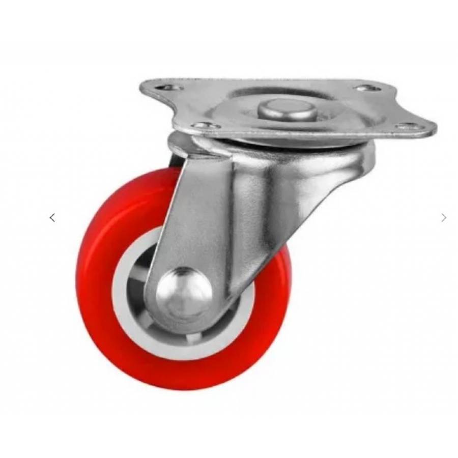 Set 4 roti pivotante KlaussTech , 50 mm, rosii, sarcina 50 kg/buc