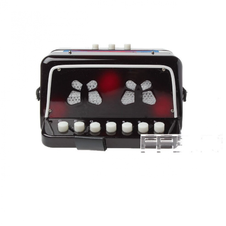 Acordeon pentru copii cu 14 tonuri, 7 clape si 3 basi, Curele de prindere, 17 x 10 x 17 cm, Multicolor