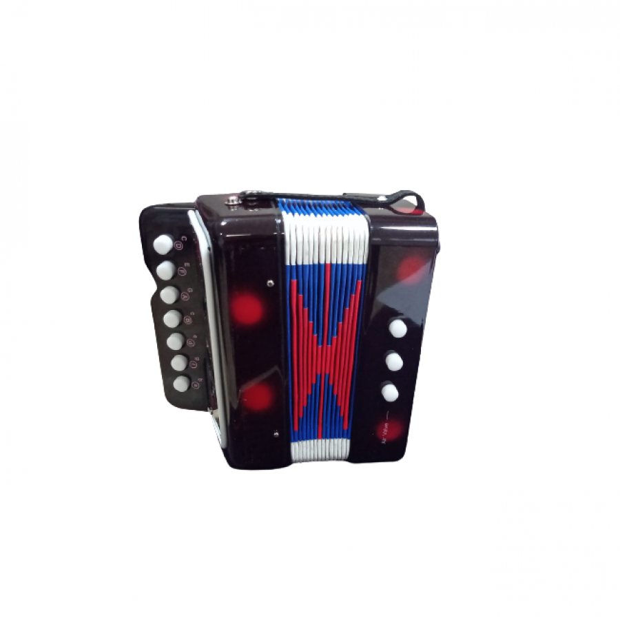 Acordeon pentru copii cu 14 tonuri, 7 clape si 3 basi, Curele de prindere, 17 x 10 x 17 cm, Multicolor