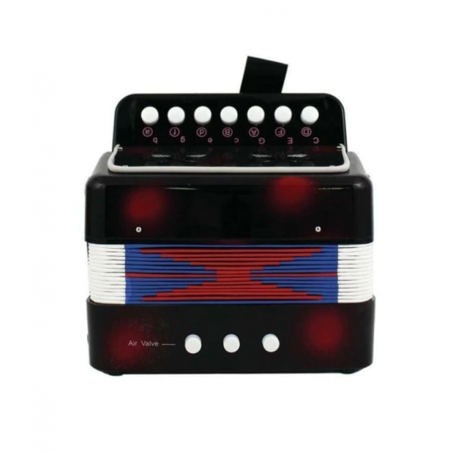 Acordeon pentru copii cu 14 tonuri, 7 clape si 3 basi, Curele de prindere, 17 x 10 x 17 cm, Multicolor