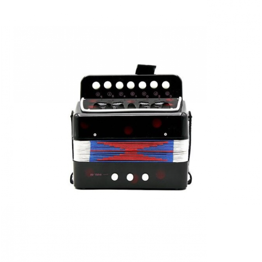 Acordeon pentru copii cu 14 tonuri, 7 clape si 3 basi, Curele de prindere, 17 x 10 x 17 cm, Multicolor