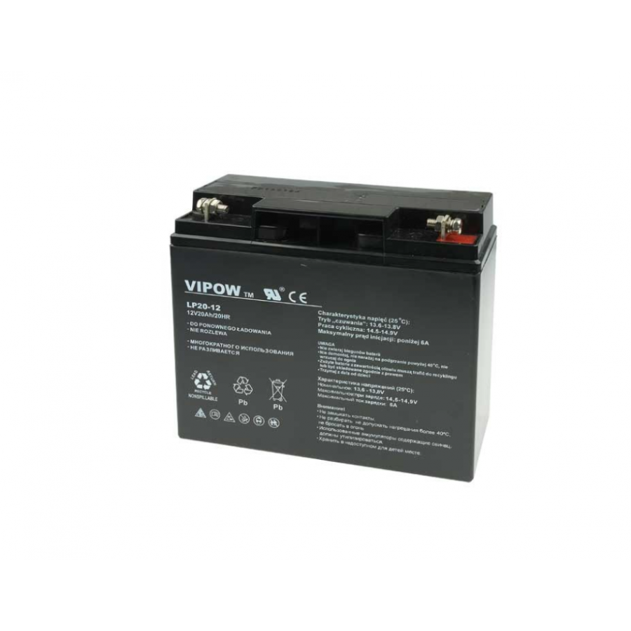 Baterie cu Gel Plumb cu Tensiune 12 V, Capacitate 20 Ah, 181 x 77 x 167 mm, Negru