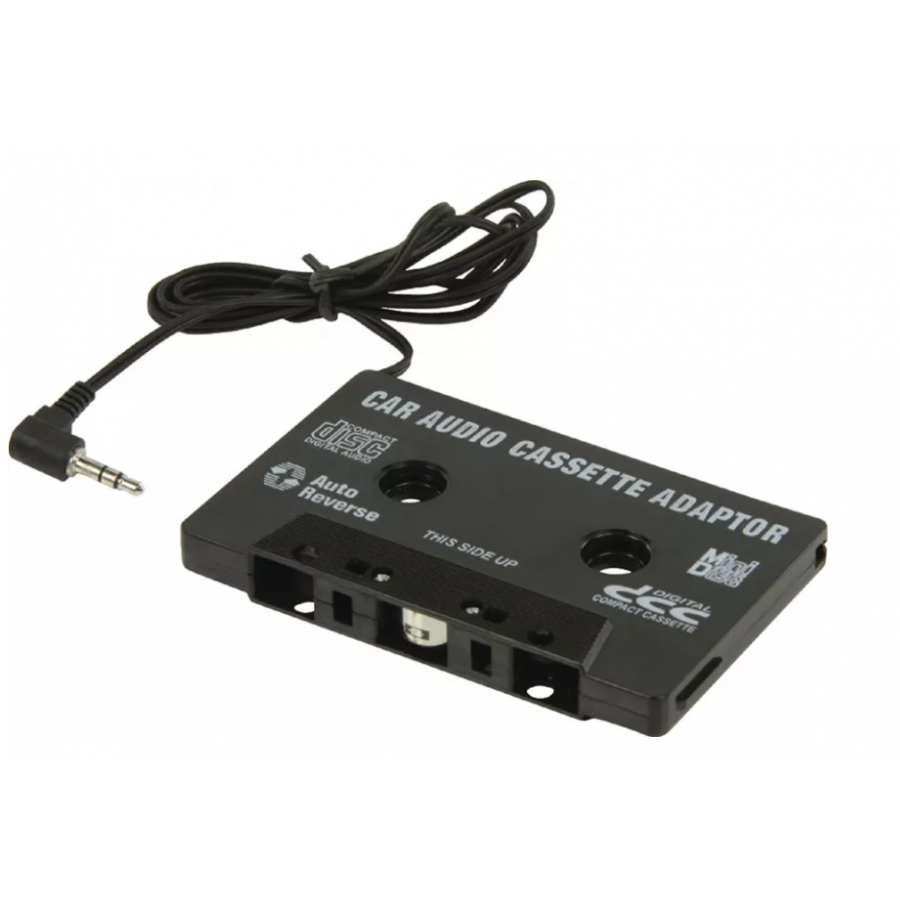 Adaptor KlaussTech Caseta auto retro, Jack 3.5 mm, Design compact, Negru