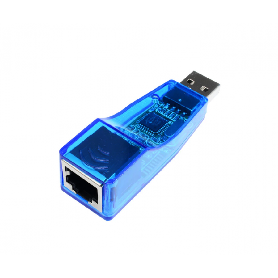 Adaptor KlaussTech pentru cablu retea, Interfata USB, Indicator LED, 10/100Mbps, 21 x 57 x 17 mm, Port RJ45, Tip B, Albastru