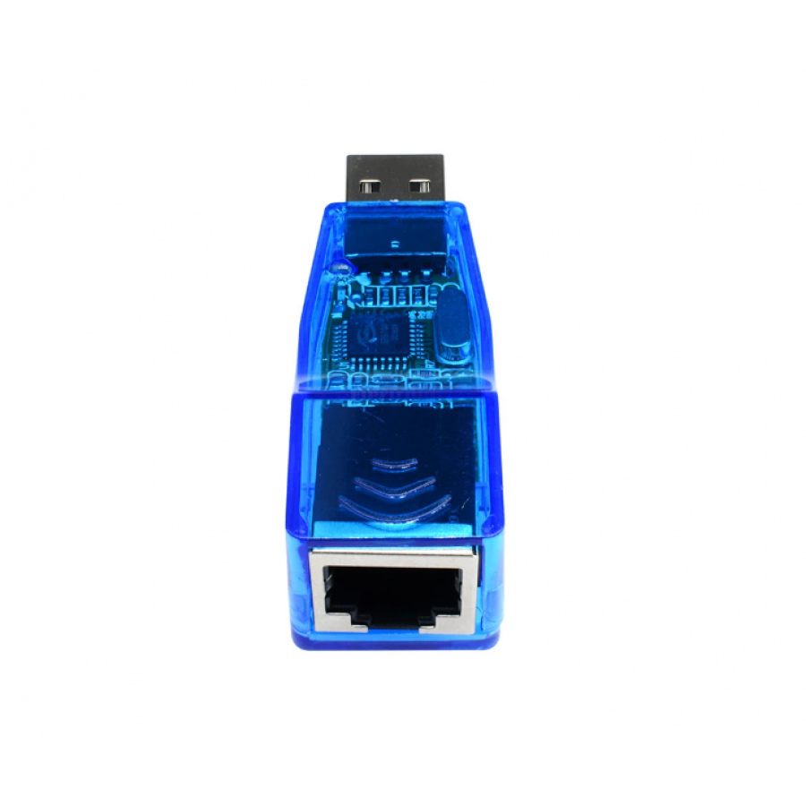 Adaptor KlaussTech pentru cablu retea, Interfata USB, Indicator LED, 10/100Mbps, 21 x 57 x 17 mm, Port RJ45, Tip B, Albastru