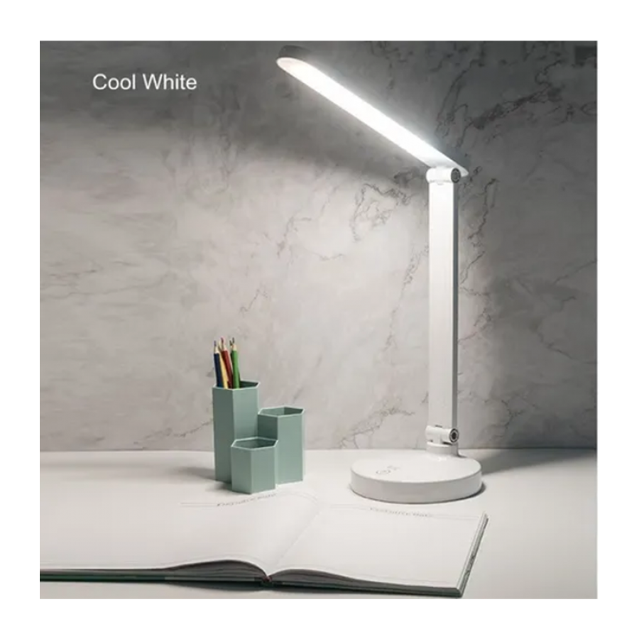Lampa LED KlaussTech de Birou, 2.5 W, 65 cm, Baterie reincacabila, 3000-6000 K, DC 5V / 1A, Moderna, Alb