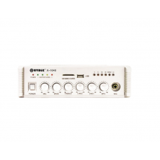Amplificator Klausstech de linie profesional, 40 W, 2 x AUX IN, 40 W, Port USB, Card SD, Bass si Treble, Alb
