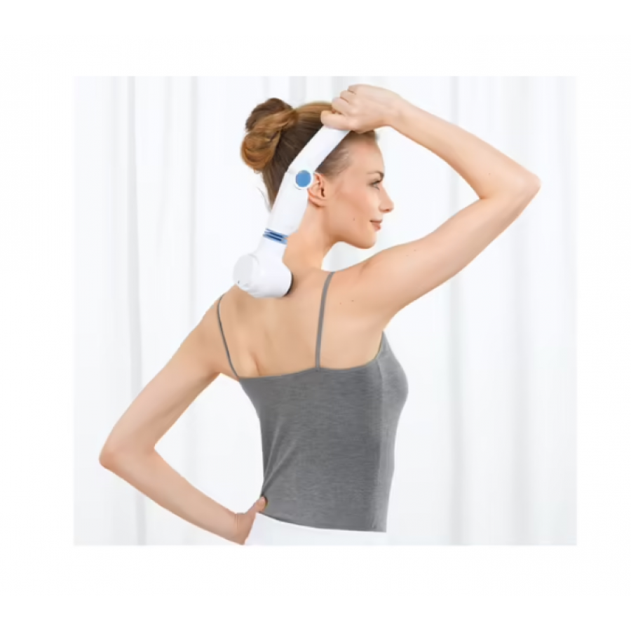 Aparat de Masaj cu Infrarosu, Putere 10 W, 3 Nivele de Intensitate, 4 Accesorii de masaj, Maner ajustabil, Vibratii si Caldura, Alb
