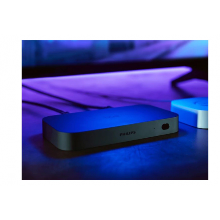 Sync Box pentru sincronizarea luminilor, HUE HDMI, Wi-Fi, 4 x Porturi, 4K 60Hz HDR10+ si Dolby Vision, Asistenti vocali Amazon/Alexa si Google Assistant, Negru