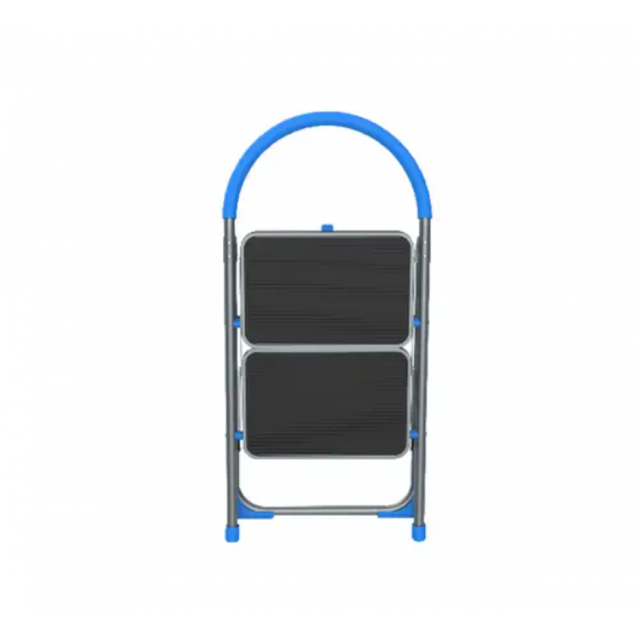 Scara Portabila KlaussTech cu 2 Trepte, Pliabila, Metal rezistent, Picioare antiderapante, Argintu/Albastru