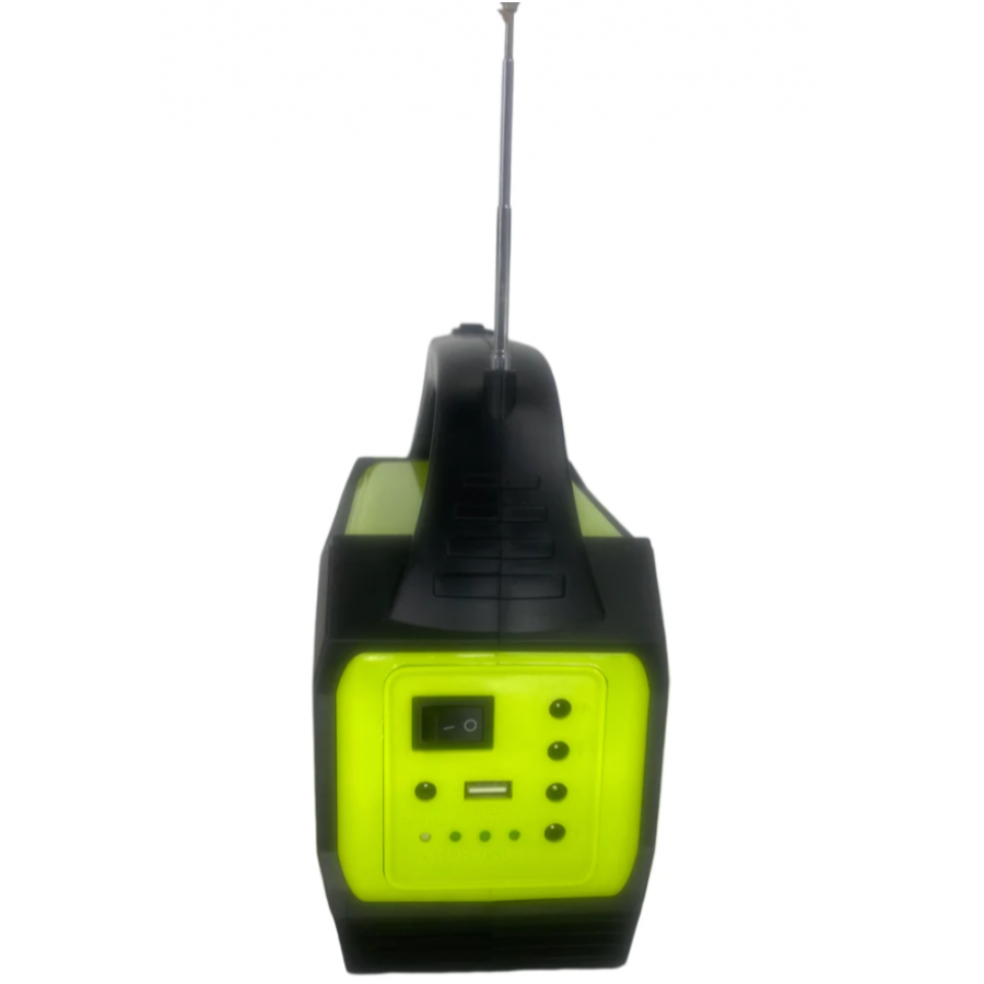 Sistem Solar de Iluminare cu Lanterna, 4 Becuri, MPE3 Player Bluetooth, Port USB, FM Radio, 1200 mAH, ABS, Negru
